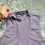 EXPRESS Cut Out Choker Gray Tank Top Photo 4