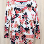 Talbots Womens Cardigan Size M Multi Floral Romantic Cottage Preppy Classic Photo 0