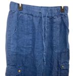 C&C California  blue linen cargo straight leg pants Medium #716 Photo 9