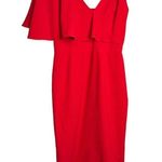 Dress the Population Red Dress Womens Medium Midi Beth Ruffle Sleeve Cocktail Photo 0