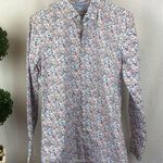 ZARA White Floral Long Sleeve Button Up Slim Fit Blouse Top M Photo 0
