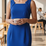 Tahari  Ponte Knit Dress Trendy Lined Pencil Square Neck‎ Sleeveless Dressy 4 # Photo 0