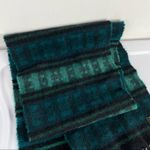 Johnstons of Elgin Lambswool Scarf Blue Green Black Stripe Photo 3