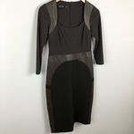 Rickie Freeman Teri Jon Sheath Dress Faux Leather Brown Size 4 Photo 5