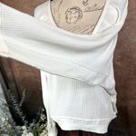 Free People  Santa Clara Ribbed Waffle Knit Oversized Top Alabaster S Photo 8