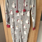 Munki Munki Women's One-Piece Hooded Fleece Pajamas Gray Pink Spark Size Small Photo 0