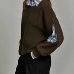 Commense 2 in 1 Ribbed Cutout Sweater size xs Brown Photo 1