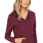 Pact  Burgundy Zip Up Drawstring Hooded Sweatshirt Size S Photo 0