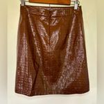Halogen x Atlantic Pacific A-Line Brown Patent Leather Mini Skirt Size XS Photo 6