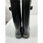 Womans Sugar Knee Length Rainboots 6 Black Rubber Photo 4