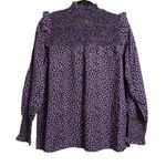 Barbour Midhurst Top Floral Ditsy Print Smocked Ruffle Lyocell Long Sleeve 6 New Photo 5