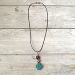 Urban Outfitters Teal Stone Cross Silver Heart Peace Sign Necklace Womens Boutique Jewelry NEW Photo 1