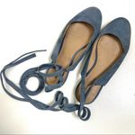 Madewell April Ankle Wrap Blue Suede Ballet Flats Photo 4