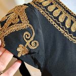 Nanette Lepore Silk Gold Metallic Embroidered Key Hole Neck Occasion Dress Sz 6 Photo 3