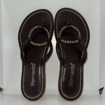 Bernardo  O-Ring Thong Sandals w Rhinestones Brown Leather Women’s 9 Photo 1