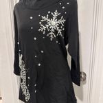 Quacker Factory  Black Beaded Snowflake Holiday Pullover Sweater Photo 2