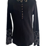 Doe & Rae black long sleeve crochet detail top size small Photo 0