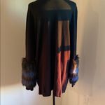 Alfani Black and Brown Sweatshirt with Faux Fur Cuffs Size 2X Photo 6