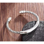Boutique Unisex Twist Bar 925 Sterling‎ Silver Cuff Bracelet, Adjustable Photo 10