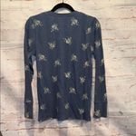 Aerie  heart eyes waffle Henley Floral Blue Long Sleeve shirt blue medium M Photo 3
