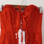 EVAbaby M Red Ruffle Satin Front Hook Bustier Size M Photo 3