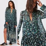 Free People  Bohemian See it through Maxi Dress Twilight Floral Retro 70s Large Photo 1