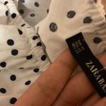 ZARA  Off Shoulder Linen Blend Polka Dot Top Xs Photo 2