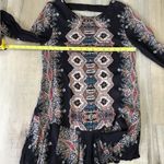 Free People  Dress Small Mini Tunic Peasant Pockets Balloon Sleeves Paisley Black Photo 2