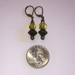 Vintage Style Light Green and Bronze Earrings Yellow Photo 2