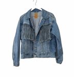 Gap  Oversized Denim Fringe Jacket Women’s Small Tall Light Wash Western Photo 6