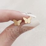 Gold Butterfly Flat Back Earrings | 18K Gold Stainless Steel Hypoallergenic Stud Photo 2