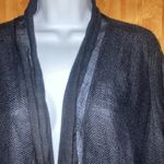 Black lili %100 Linen Waterfall Open Jacket Photo 5
