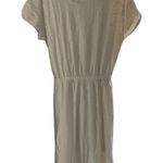 Old Navy  Women's Beige Waist-Defined‎ Midi Dress L Short Sleeve Cutout Back Photo 0