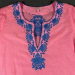 Lilly Pulitzer Tunic Top Womens Medium Pink Blue Embroidered Boho Cover Up Beach Photo 6