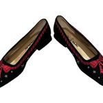 Nina Vintage  80’s Black velvet embroidered holiday novelty flats Photo 5