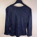 Brillante by JA Womens Size Large Black Beaded Vneck Blouse Formal Cocktail Photo 4