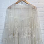 Free People Stevie Embroidered Maxi Dress Tea Flowy Ivory Sheer Floral Lined L Photo 4