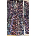 Self Esteem Womens 2x Tunic Blouse Blue Floral  SemiSheer Bell Sleeve Fairy Festival Cottage Photo 2