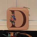 Floral Initial D Makeup Pouch and Jewelry Case Black Photo 0