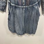 Miss Me  denim blue color Shoulder Romper with Lace Details Photo 3
