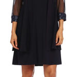 R & M Richards Classic Navy 2 Piece Semi Formal Party Mother of the Bride or Christmas Dress Photo 0