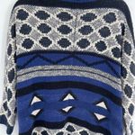 Lucky Brand  Sweater Womens Chunky Aztec Blue Black Boho Cardigan Size Xs/s Photo 7
