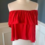 Honey Punch Romantic Off Shoulder Red Ruffle Top Photo 4