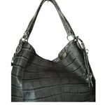 G.I.L.I Gray Croc Embossed Genuine Leather Satchel Handbag. Photo 11