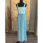 Vintage 60's Maxi 2 Piece Dress Sz 8 Blue Accordion Pleated Retro Glam Photo 5