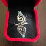 Women’s Stainless Steel Silver Simulated Faux Turquoise Ring Size 7 New Photo 0