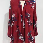 Free People  Tree Swing Burgundy Floral Print Keyhole Tunic Mini Dress Size XS Photo 2