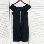 Nine West  Front Zip Sheath Dress Black Stretch Twill Cap Sleeve Size‎ 4 Photo 6