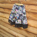 Gracia Black Parrot Bird Print Floral Full Skirt Photo 1
