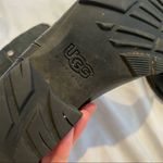 UGG  Black Leather & Suede Calf Height Moto Lug Boots Sherpa Lined Womens 6.5 Photo 2